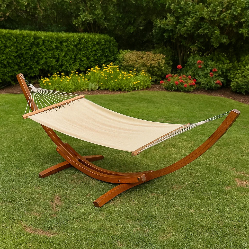 Amaca da Giardino in Legno e Cotone Beige