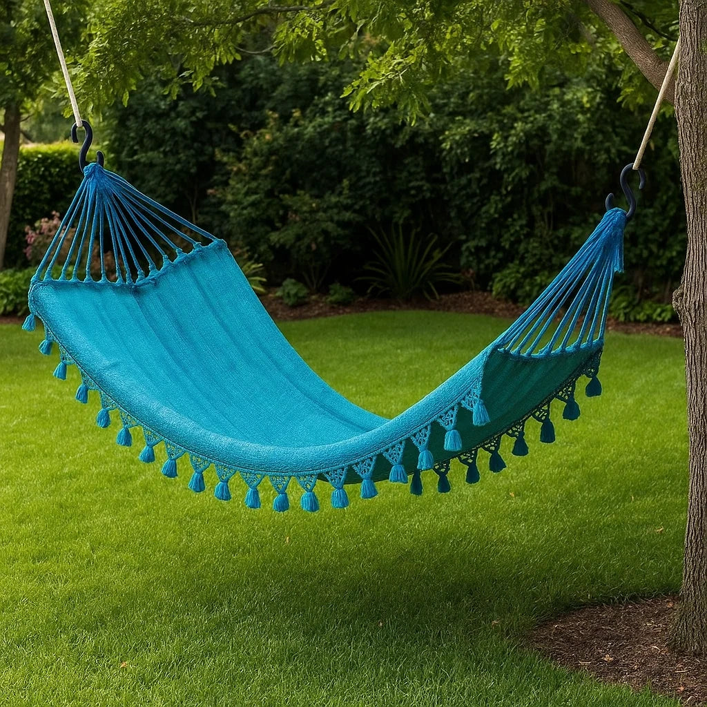 Amaca da Giardino in Cotone Blu 200x150 cm