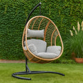Sedia Sospesa da Giardino in Rattan con Cuscini Grigi