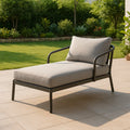 Chaise Longue da Esterno con Struttura in Alluminio e Tessuto Grigio