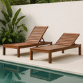 Set di 2 lettini prendisole in legno massello di acacia marrone