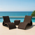 Set di sedie a sdraio in rattan sintetico marrone con tavolino