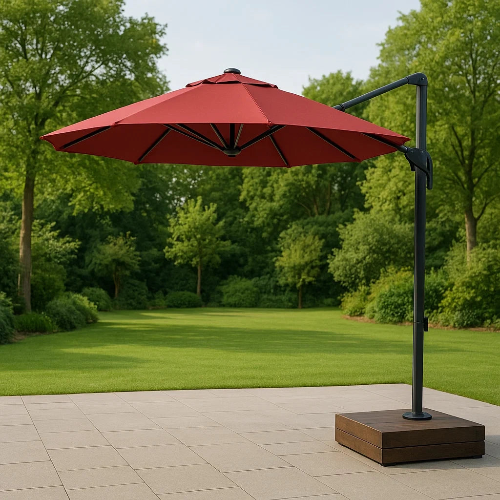 Ombrellone da Giardino a Sbalzo Alluminio e Poliestere Rosso 300 cm