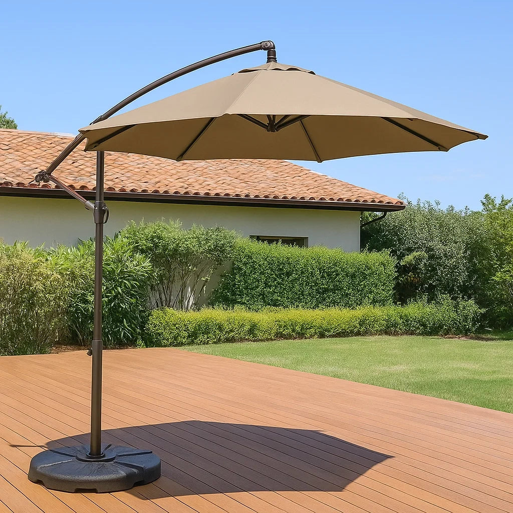 Ombrellone da Giardino Sospeso in Tessuto di Poliestere e Alluminio 300 cm Beige