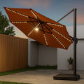 Ombrellone da Giardino in Poliestere con Struttura in Alluminio e Luci LED