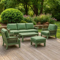 Set da Giardino in Legno con Divano, Poltrone e Tavolino Verde