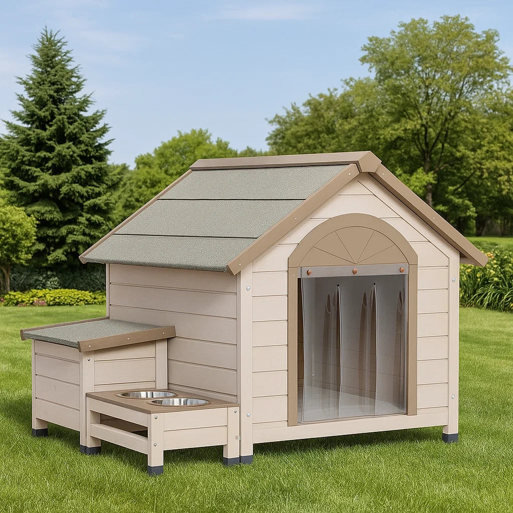 Cuccia per cani in legno di abete con tetto impermeabile