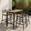 Set da Giardino con Tavolo Alto e Sedie in Metallo e Legno