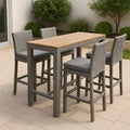 Set da Esterno in Rattan Sintetico e Legno con 4 Sgabelli