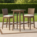 Set da Giardino in Rattan Sintetico con Tavolo Alto e Sedie Imbottite