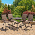 Set da Giardino con Tavolo Quadrato in Metallo e 4 Sedie Alte in Tessuto