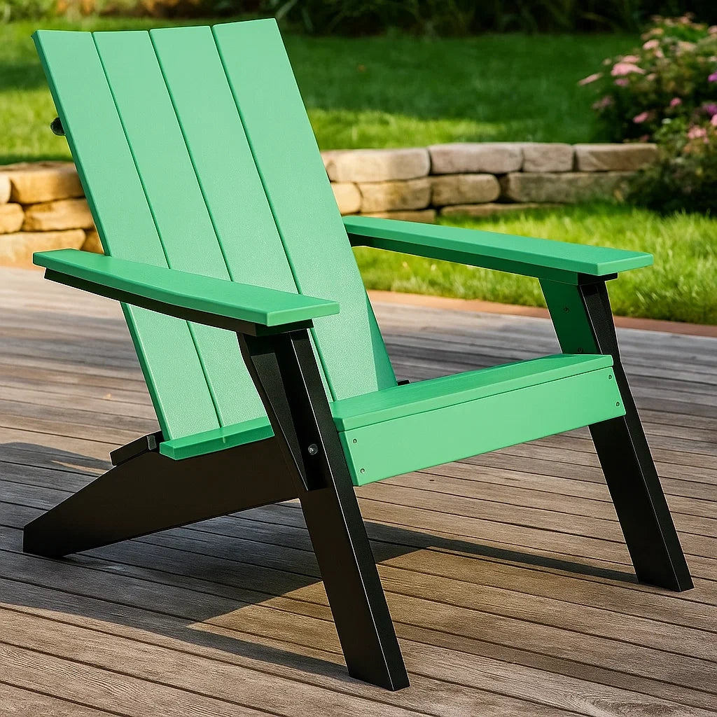 Sedia Adirondack da Esterno in Legno e Acciaio Verde