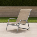 Sedia da Giardino in Metallo e Tessuto Grigio Beige