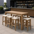 Set tavolo da bar in legno con 6 sgabelli imbottiti