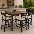 Set da bar in legno e metallo con 6 sgabelli