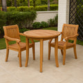Set da Pranzo da Esterno in Legno di Teak con 2 Sedie