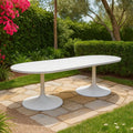 Tavolo da giardino ovale in alluminio verniciato bianco
