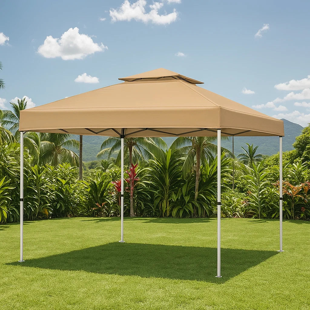 Gazebo da Giardino 3x3 m in Poliestere e Metallo Beige