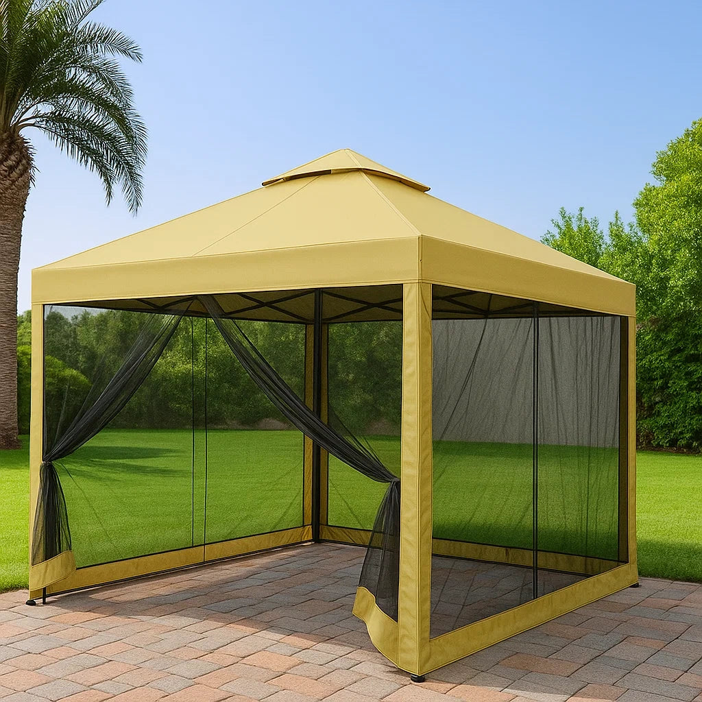 Gazebo da Esterno in Acciaio 3x3m con Zanzariera