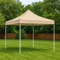 Gazebo Pieghevole 3x3 m in Tessuto Beige e Struttura in Acciaio