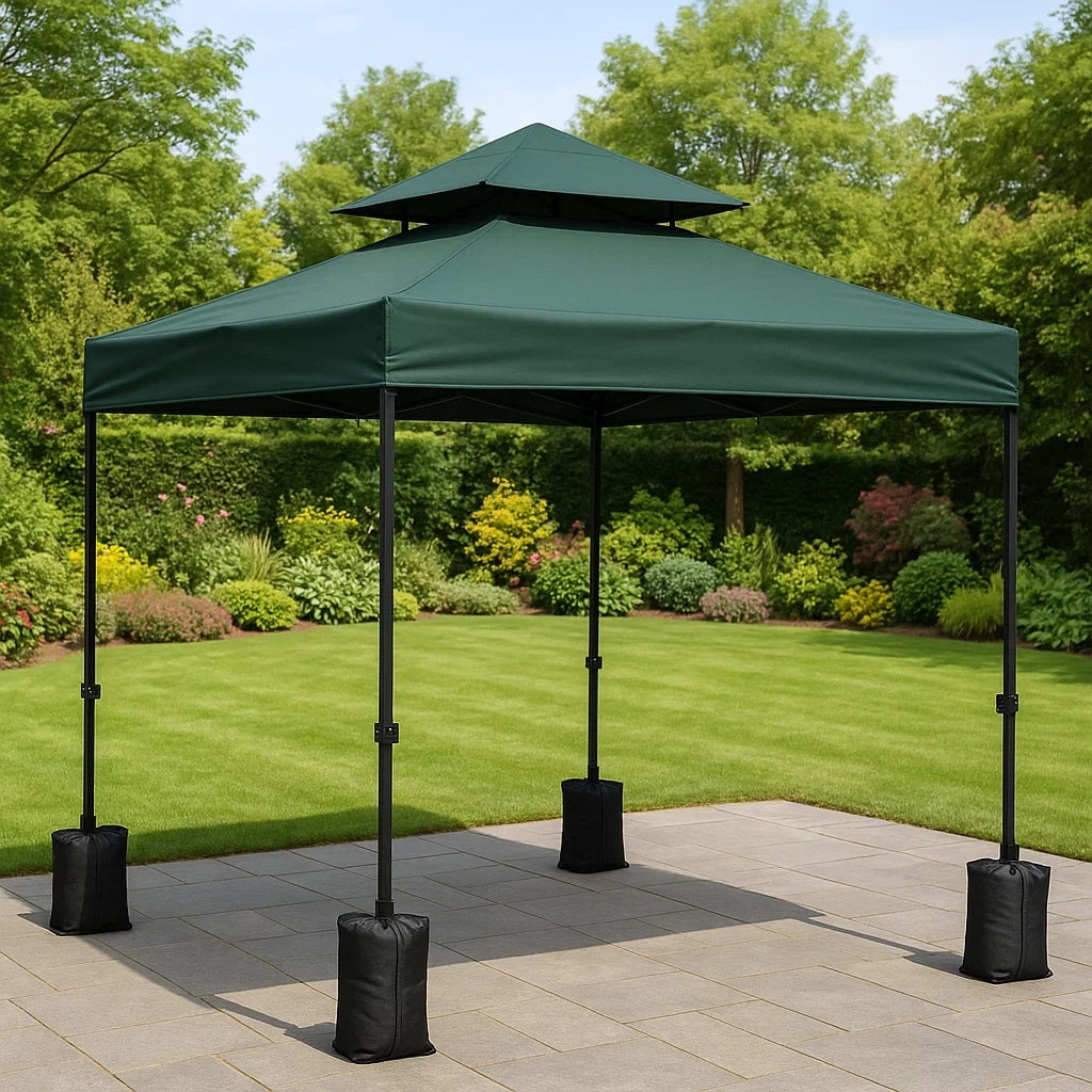Gazebo da Giardino 3x3 m Verde in Acciaio e Tessuto Impermeabile