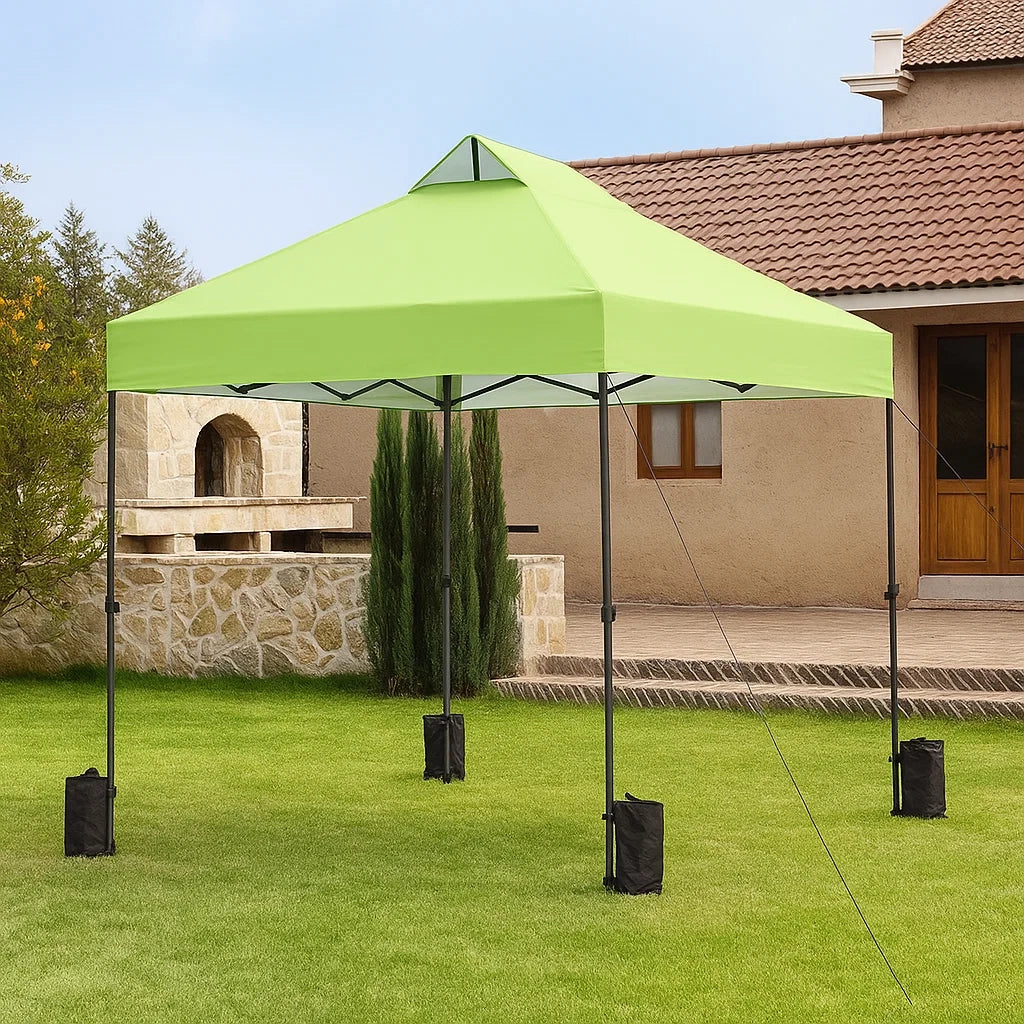 Gazebo Pieghevole in Poliestere e Metallo 3x3m Verde
