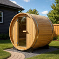 Sauna da Esterno in Legno Massello con Porta in Vetro Temperato