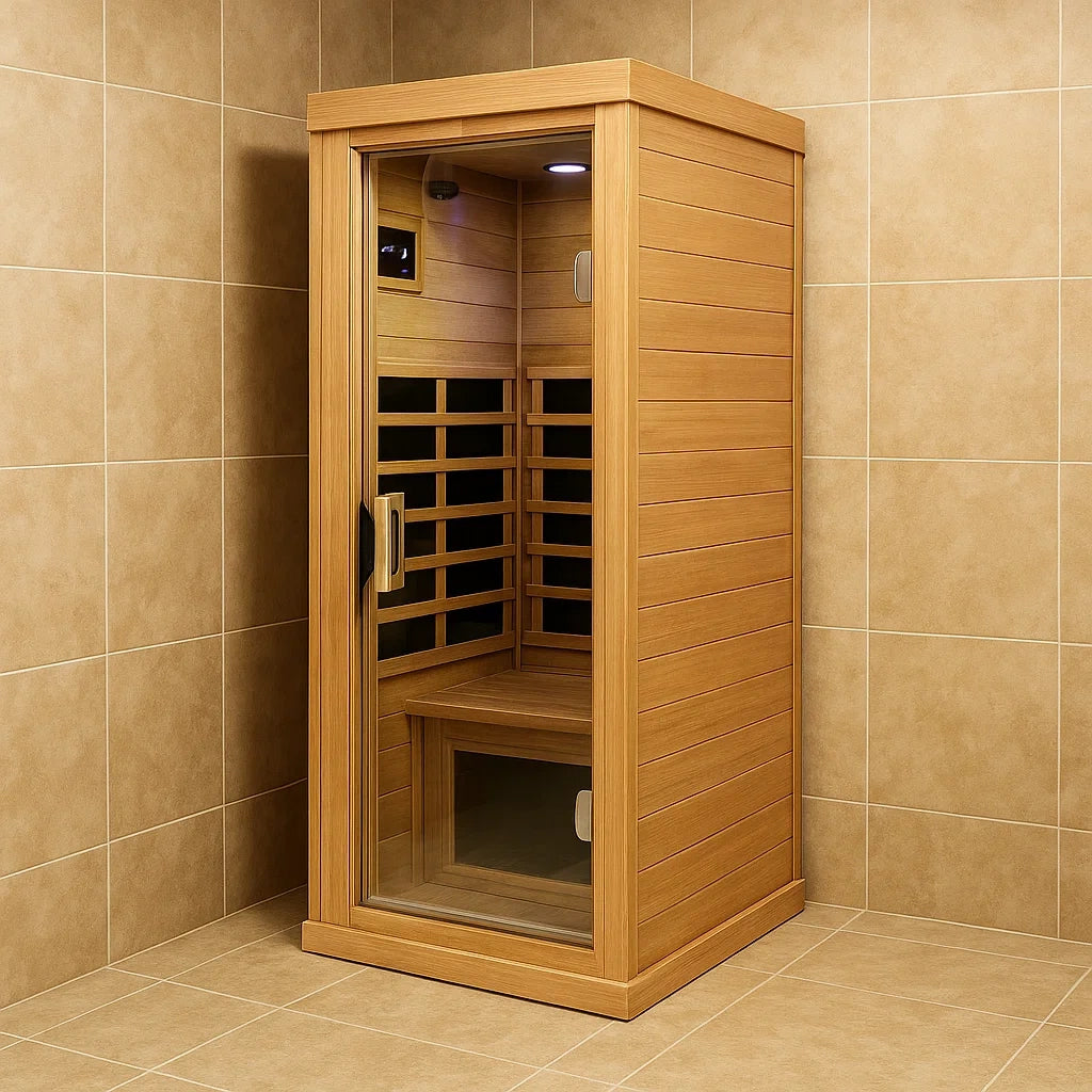 Sauna a Infrarossi Singola Legno con Porta in Vetro