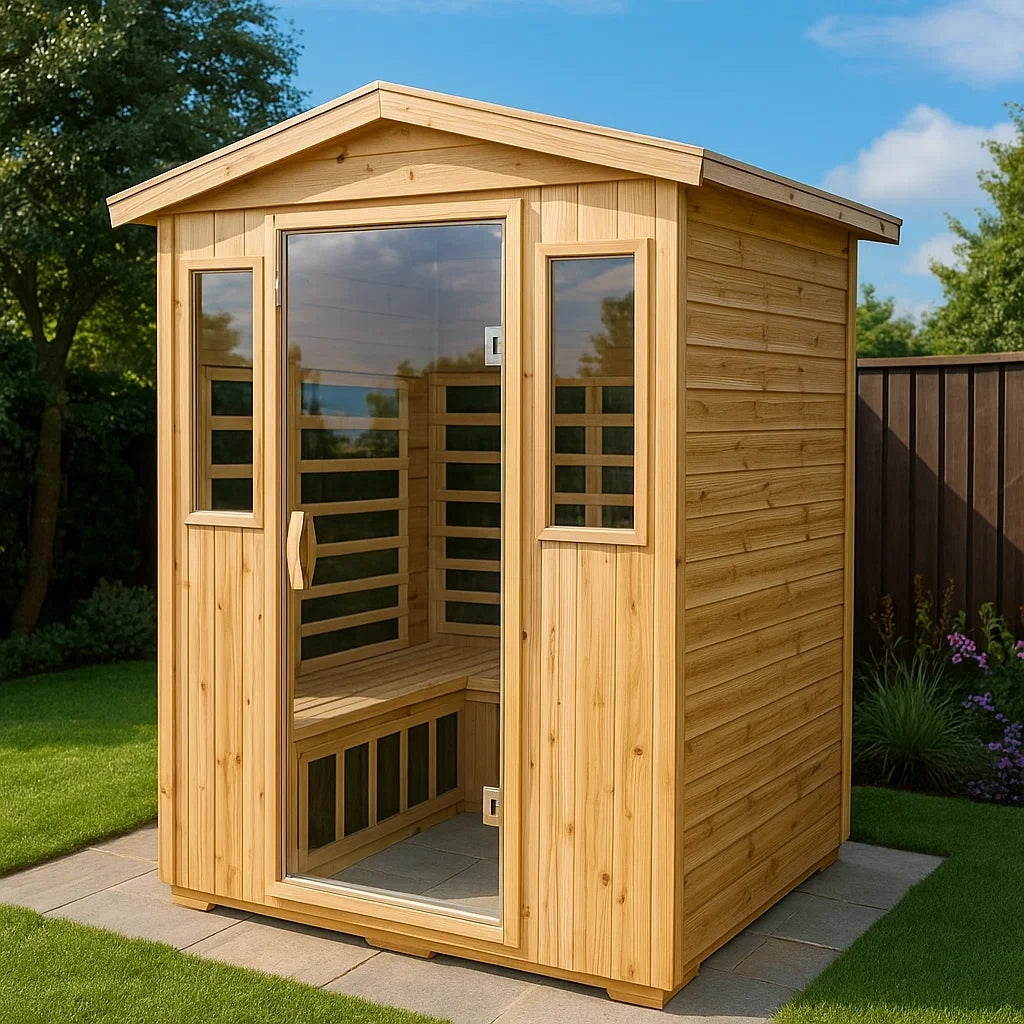Sauna da Giardino in Legno di Cedro con Porta in Vetro Temperato