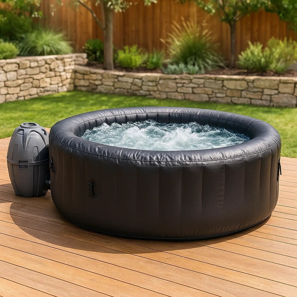 Vasca Idromassaggio Gonfiabile in PVC Nero 180 cm