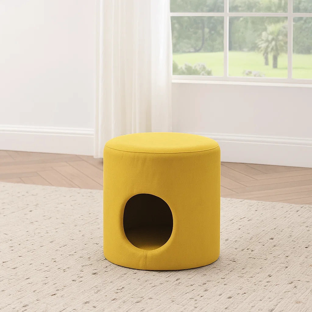 Pouf in Tessuto Giallo per Animali 35x35 cm