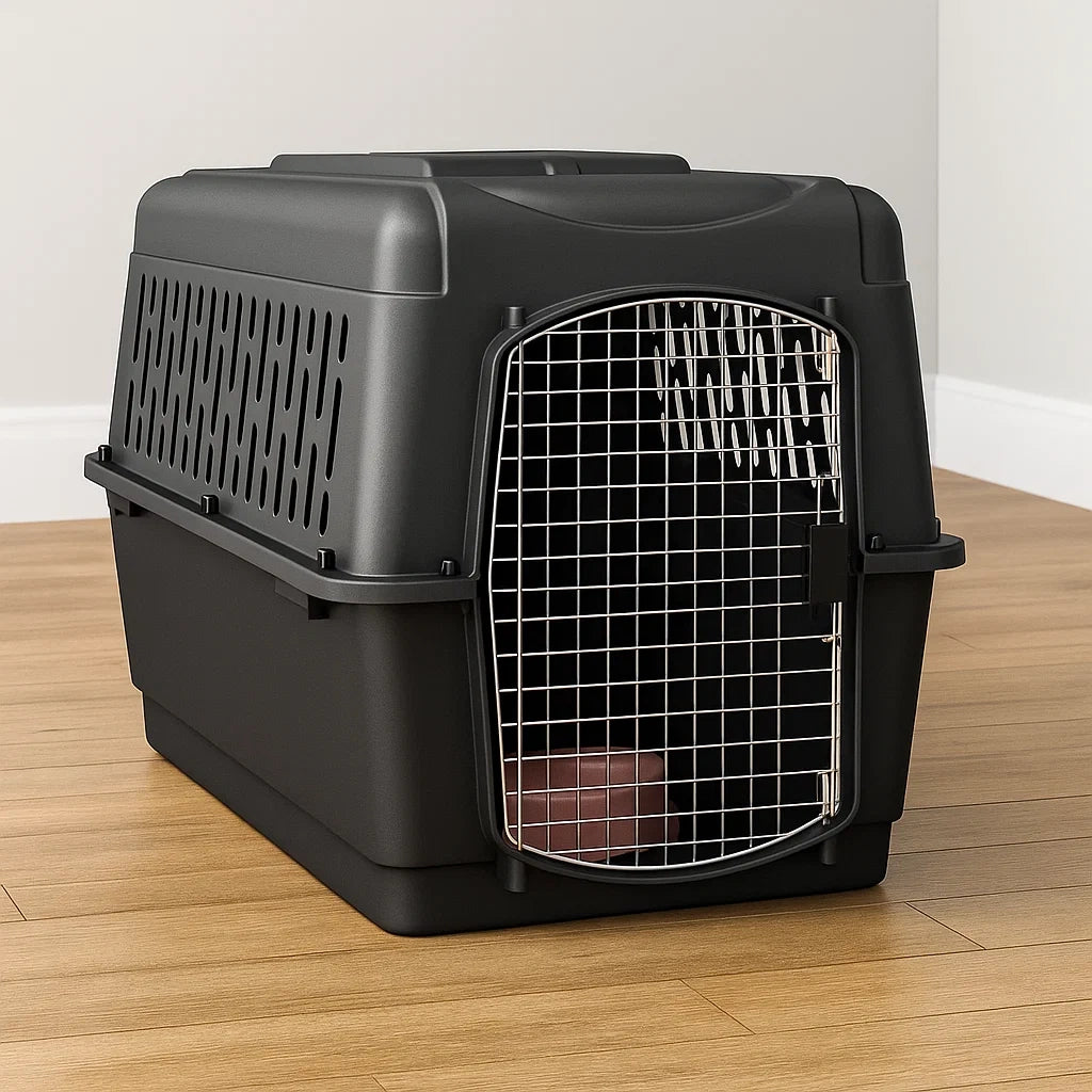 Trasportino per Animali in Plastica e Metallo Nero