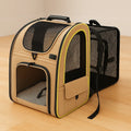 Zaino trasportino animali in tela e rete poliestere Beige/Nero