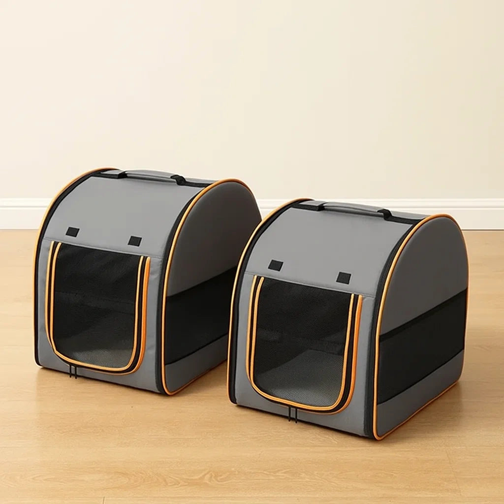 Set doppio trasportino per animali in tessuto Oxford grigio e nero