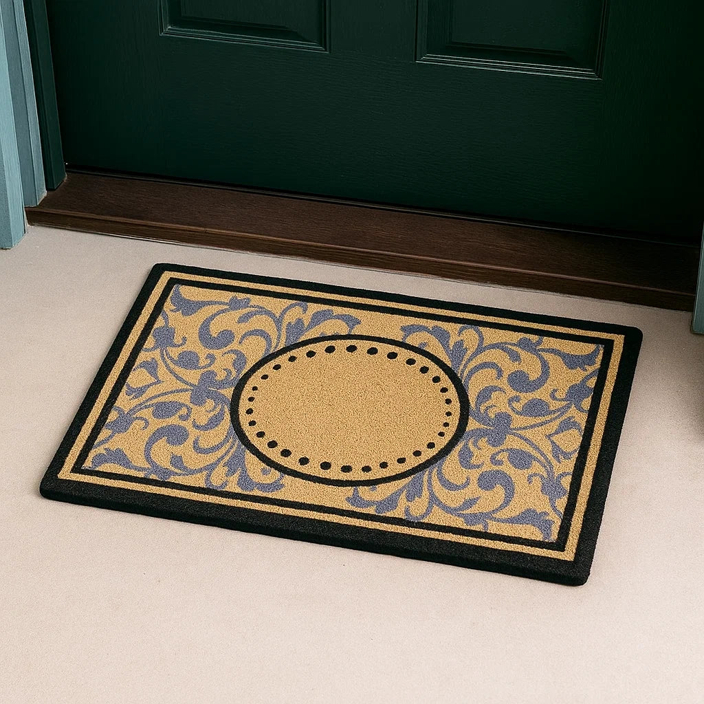 Zerbino Rettangolare Decorativo in Fibra di Cocco e Gomma 75x45 cm