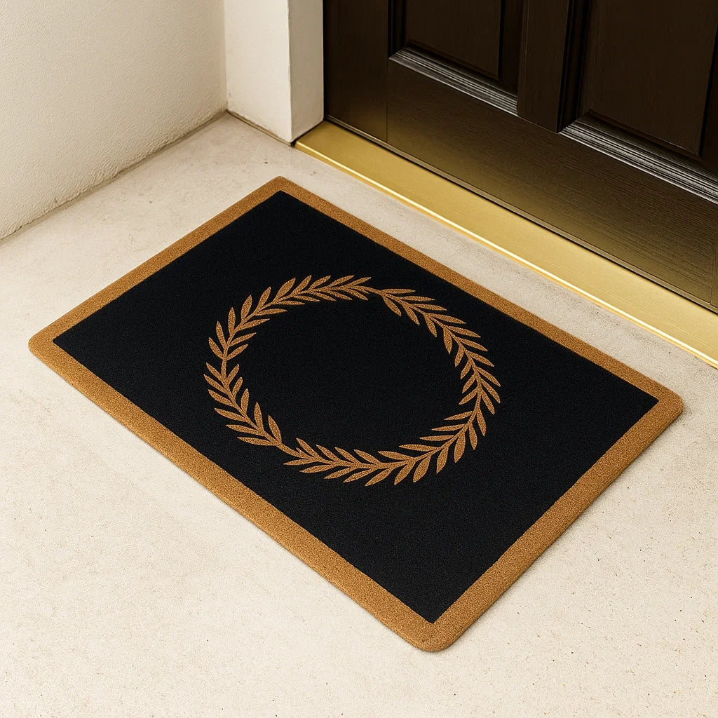 Zerbino Antiscivolo in Fibra di Cocco e Gomma 60x40 cm Nero/Marrone